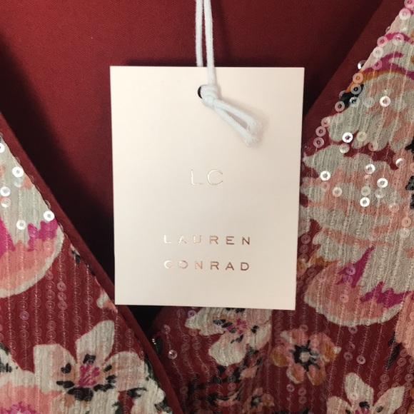 NEW LC Lauren Conrad Sequin Puff Sleeve Wrap Top - Picture 5 of 8